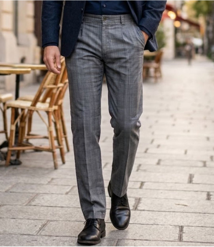 Pantalon droit habillé à carreaux gris homme WINCHESTER WARD2G