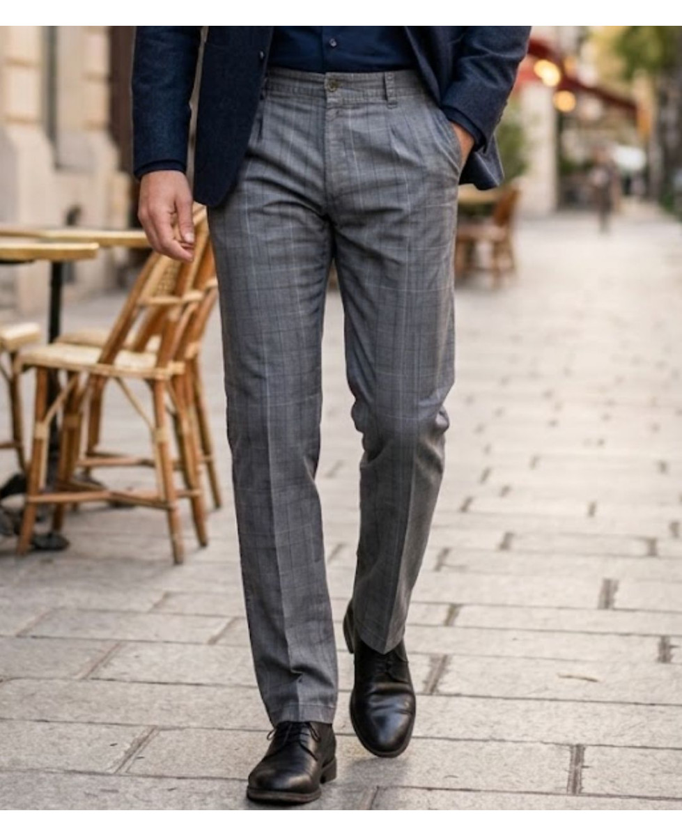 Pantalon droit habillé à carreaux gris homme WINCHESTER WARD2G