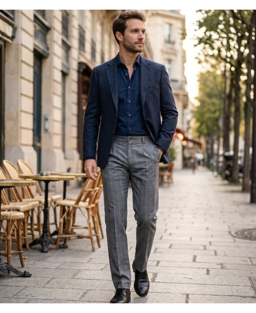 WINCHESTER WARD2G — Pantalon droit à carreaux gris homme