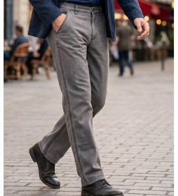 Pantalon coupe confort gris taupe en coton délavé homme WINCHESTER WE1297T