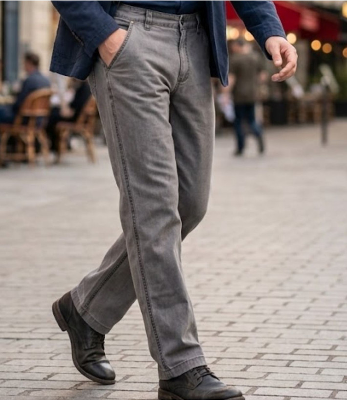 Pantalon coupe confort gris taupe en coton délavé homme WINCHESTER WE1297T