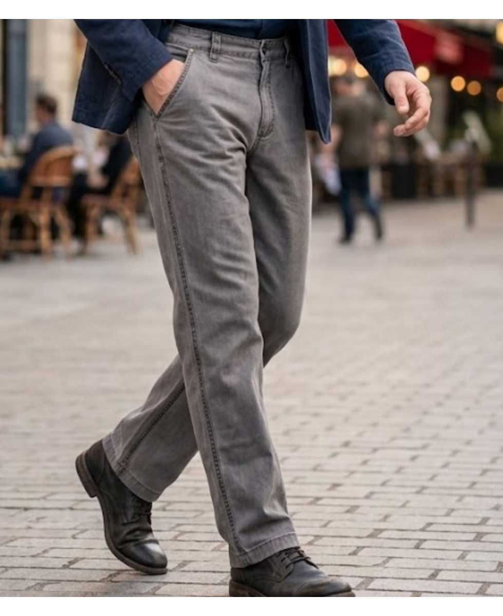 Pantalon coupe confort gris taupe en coton délavé homme WINCHESTER WE1297T