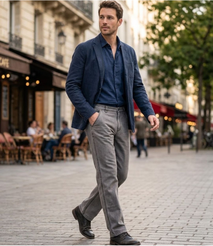 WINCHESTER WE1297T — Pantalon confort gris taupe en coton