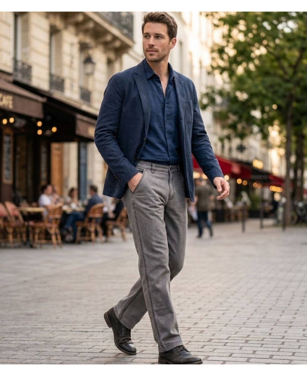 WINCHESTER WE1297T — Pantalon confort gris taupe en coton