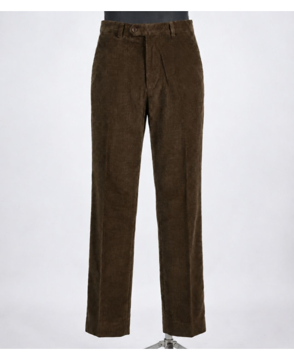 MAYFLOWER D373 — Pantalon velours marron confort stretch
