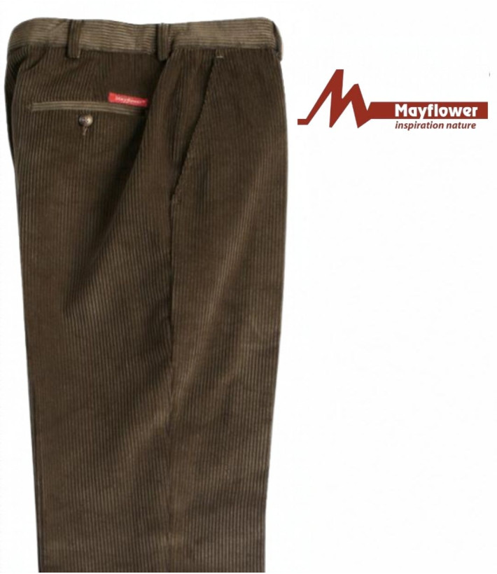 MAYFLOWER D373 — Pantalon velours marron confort stretch