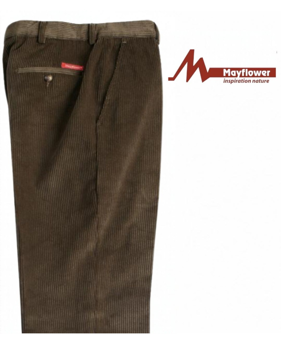 MAYFLOWER D373 — Pantalon velours marron confort stretch