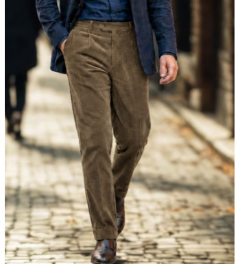 Pantalon velours extensible chamois taille haute homme MAYFLOWER D373