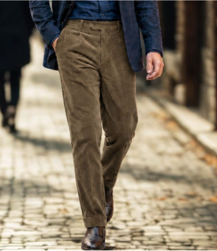 Pantalon velours extensible chamois taille haute homme MAYFLOWER D373