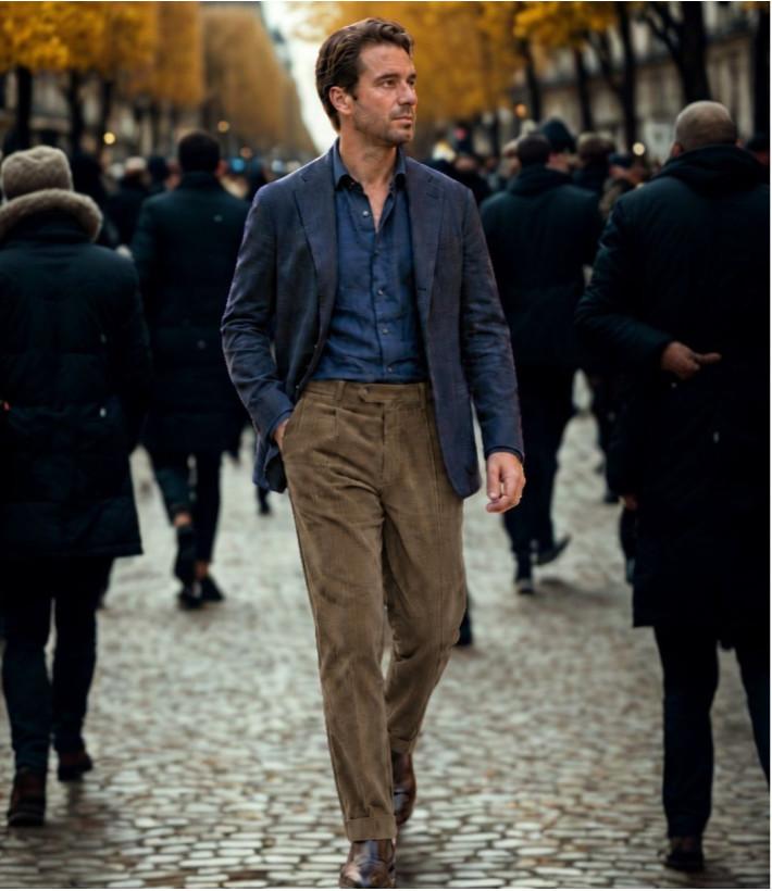 MAYFLOWER D373 — Pantalon velours chamois confort stretch