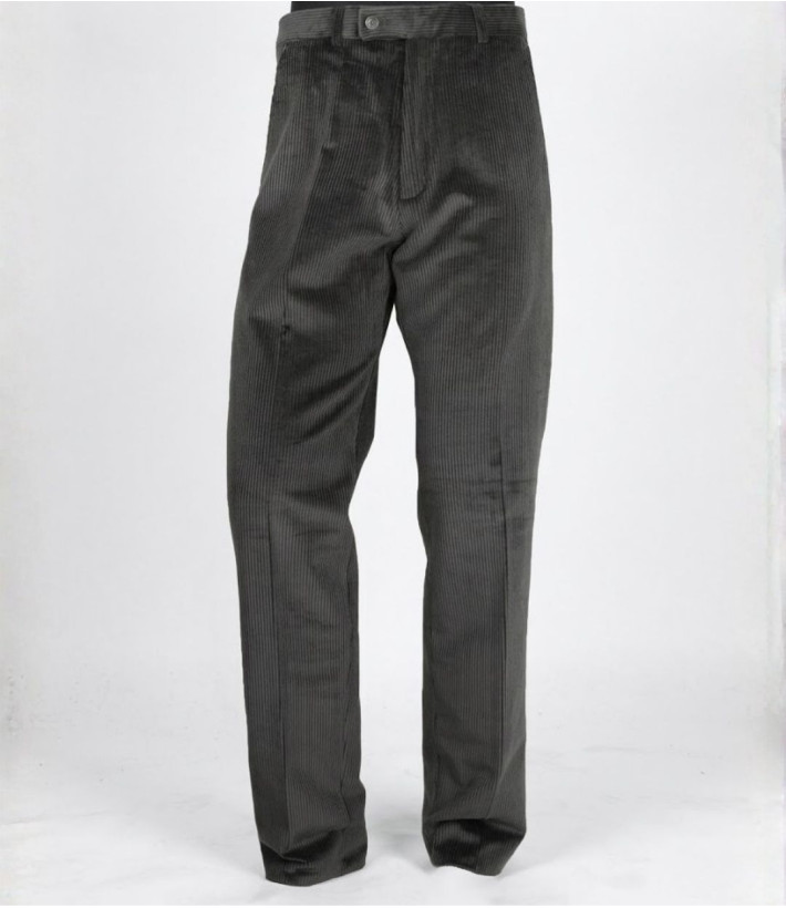 MAYFLOWER D373 — Pantalon velours extensible gris homme