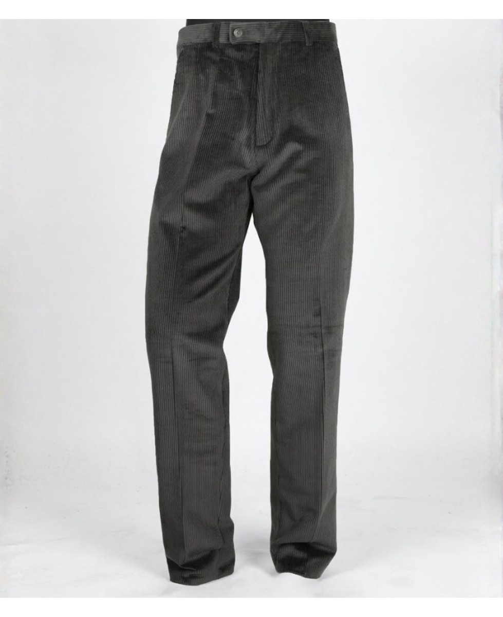 MAYFLOWER D373 — Pantalon velours extensible gris homme