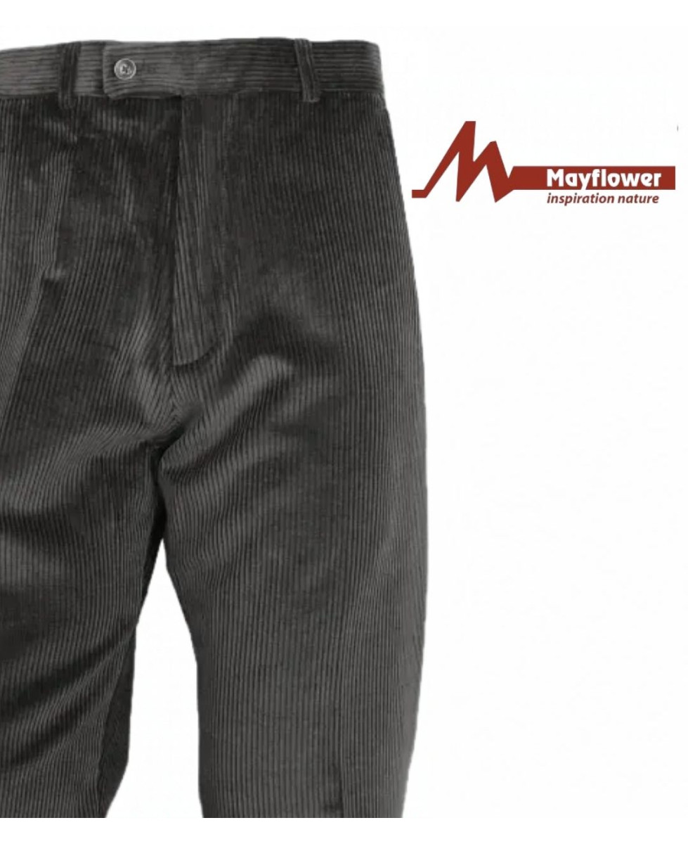 MAYFLOWER D373 — Pantalon velours extensible gris homme