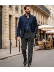 MAYFLOWER D373 — Pantalon velours extensible gris homme