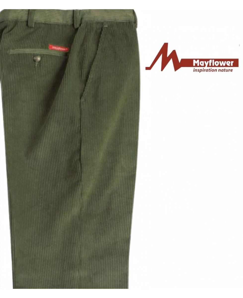 MAYFLOWER D373 — Pantalon velours kaki confort stretch