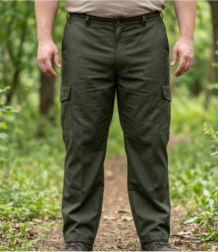 Fuseau de chasse imperméable pour homme Ledertys modèle LY0410 coloris vert avec poches et bas zippés