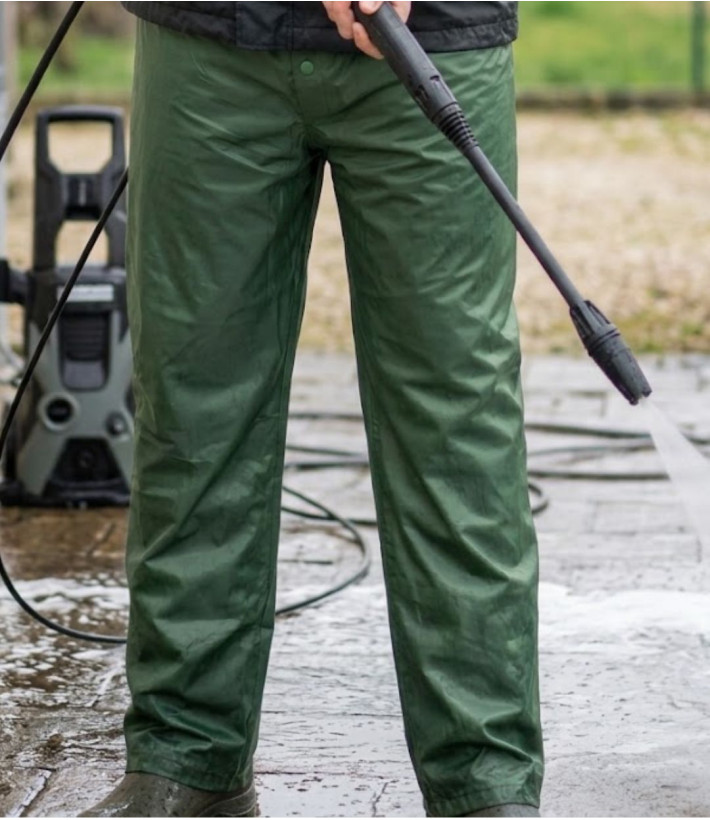 Pantalon de pluie randonnée homme imperméable Sedetex modèle U674 coloris vert kaki avec coutures soudées