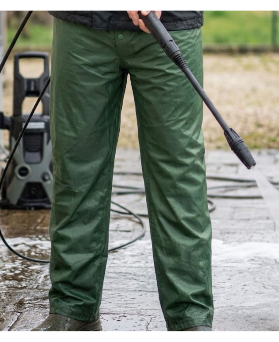 Pantalon de pluie randonnée homme imperméable Sedetex modèle U674 coloris vert kaki avec coutures soudées
