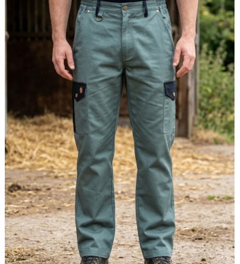 Pantalon de travail homme Worker modèle K569 coloris vert US avec poches multiples et coupe en tissu moleskine