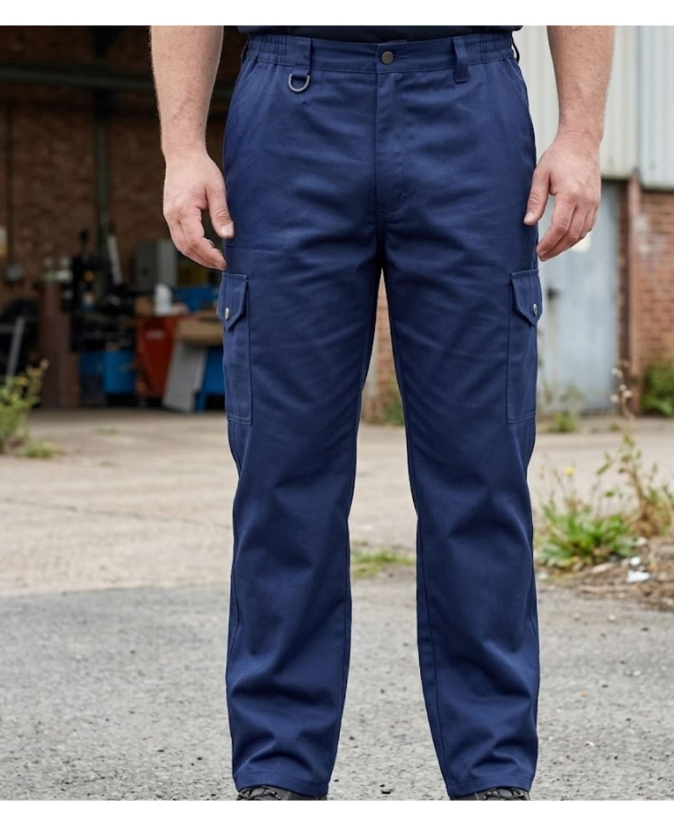 Pantalon de travail pour homme WORKER K569 bleu en tissu moleskine avec poches et braguette zippée