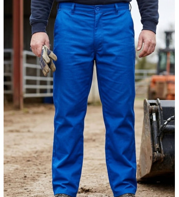 Pantalon de travail pour homme SEDETEX B1717 bleu pur coton avec poche mètre et braguette à boutons
