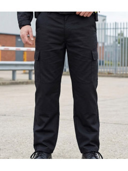 Pantalon treillis cargo homme LEDERTYS LY0411 noir avec poches à soufflet et renforts genoux