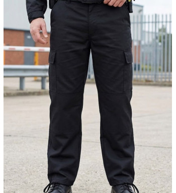 Pantalon treillis cargo homme LEDERTYS LY0411 noir avec poches à soufflet et renforts genoux