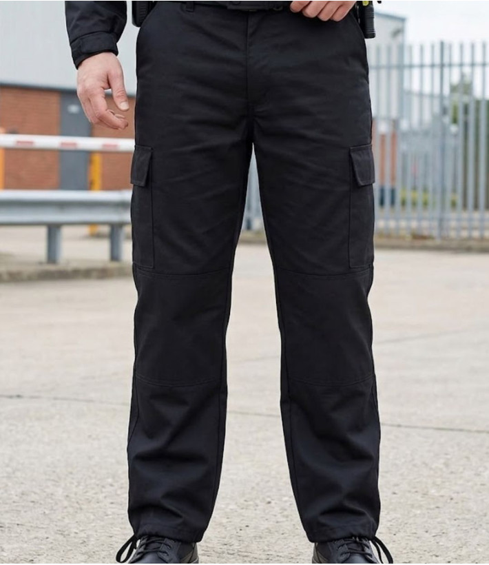 Pantalon treillis cargo homme LEDERTYS LY0411 noir avec poches à soufflet et renforts genoux
