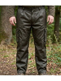 Pantalon de chasse homme LEDERTYS LY0405 vert imperméable avec enduction Impercoat et multipoches