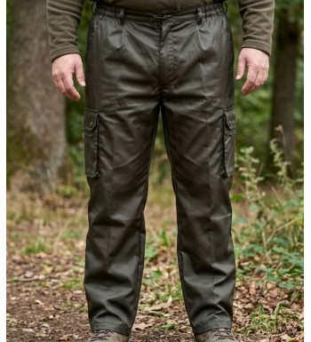 Pantalon de chasse homme LEDERTYS LY0405 vert imperméable avec enduction Impercoat et multipoches