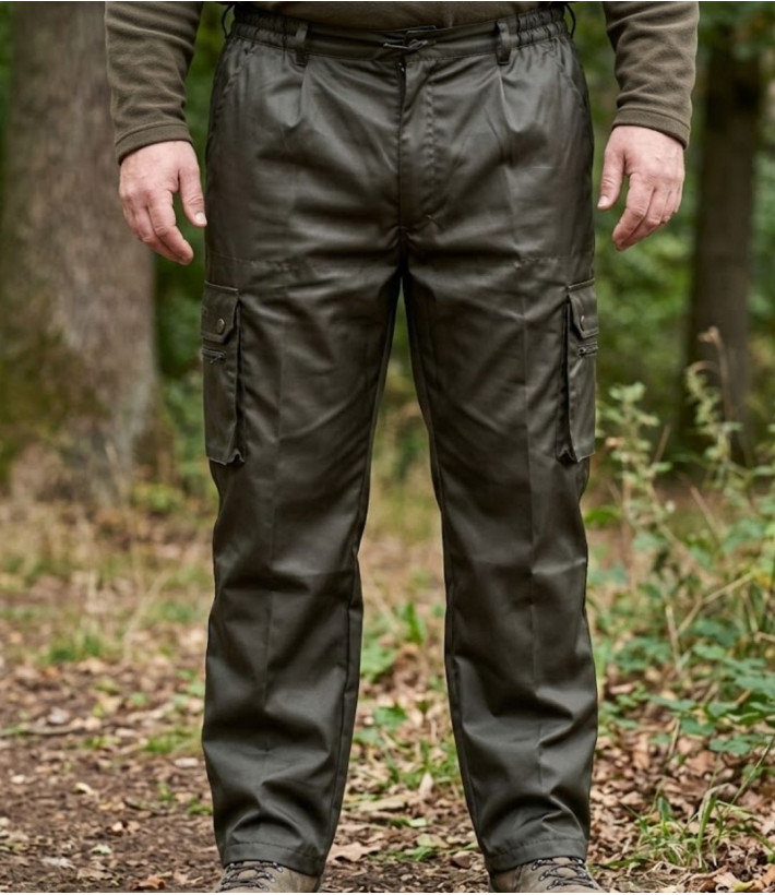 Pantalon de chasse homme LEDERTYS LY0405 vert imperméable avec enduction Impercoat et multipoches