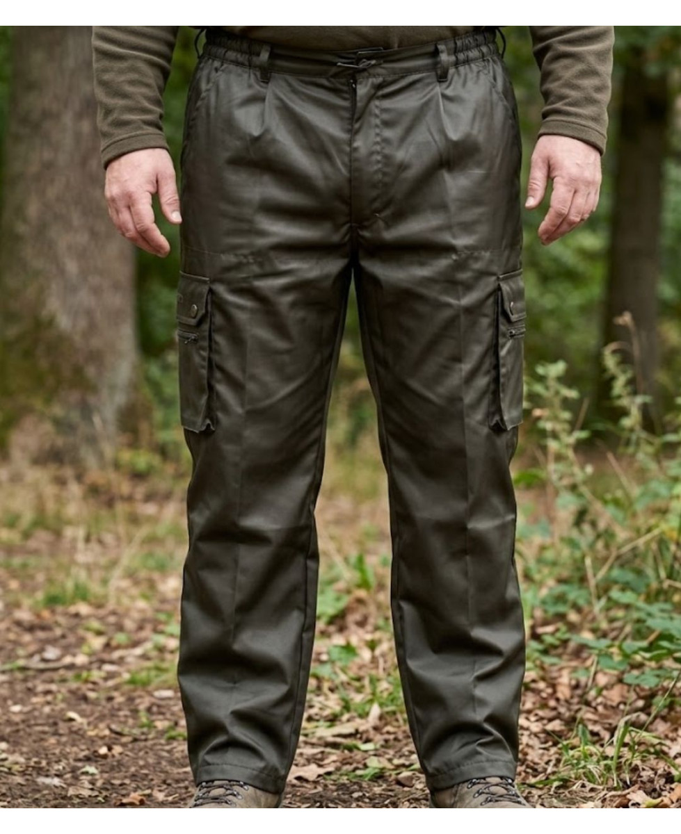 Pantalon de chasse homme LEDERTYS LY0405 vert imperméable avec enduction Impercoat et multipoches