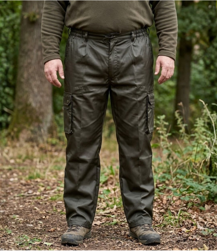 LEDERTYS LY0405 — Pantalon chasse vert enduit Impercoat