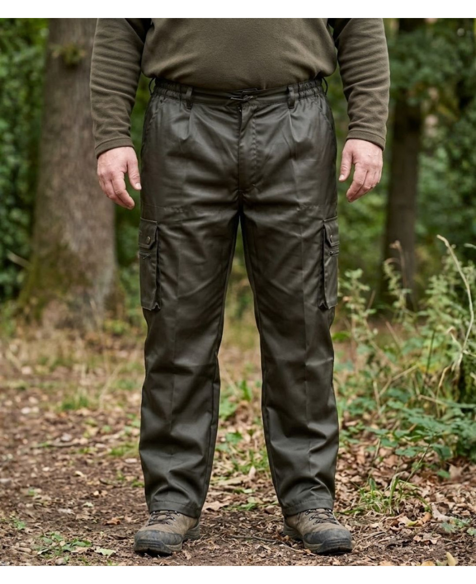 LEDERTYS LY0405 — Pantalon chasse vert enduit Impercoat
