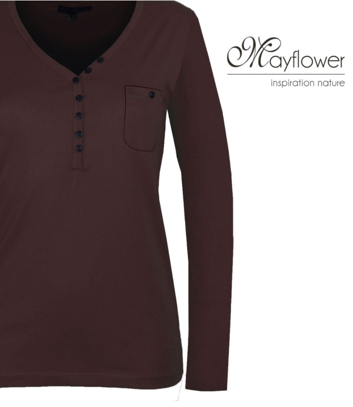 Mayflower NATALI2 — T-shirt col V femme en pur coton doux