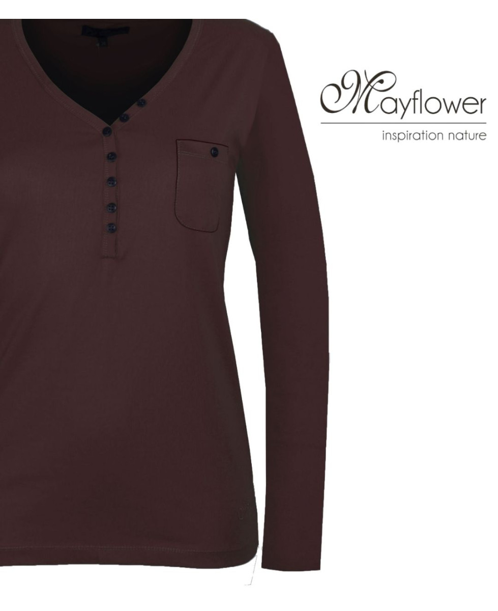 Mayflower NATALI2 — T-shirt col V femme en pur coton doux