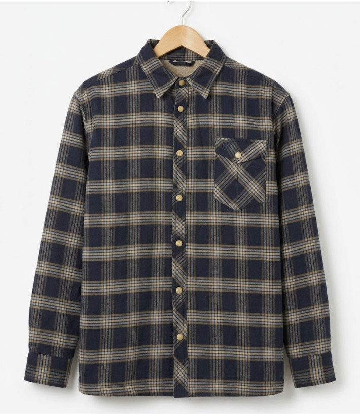 Surchemise chaude CHALLENGER BRUNO5 marron à carreaux. Doublure moutonnée et coupe confort. Profitez du déstockage de marque sur