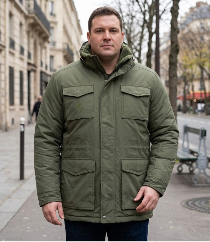 CHALLENGER PAR2001A — Parka homme kaki chaude et isolante