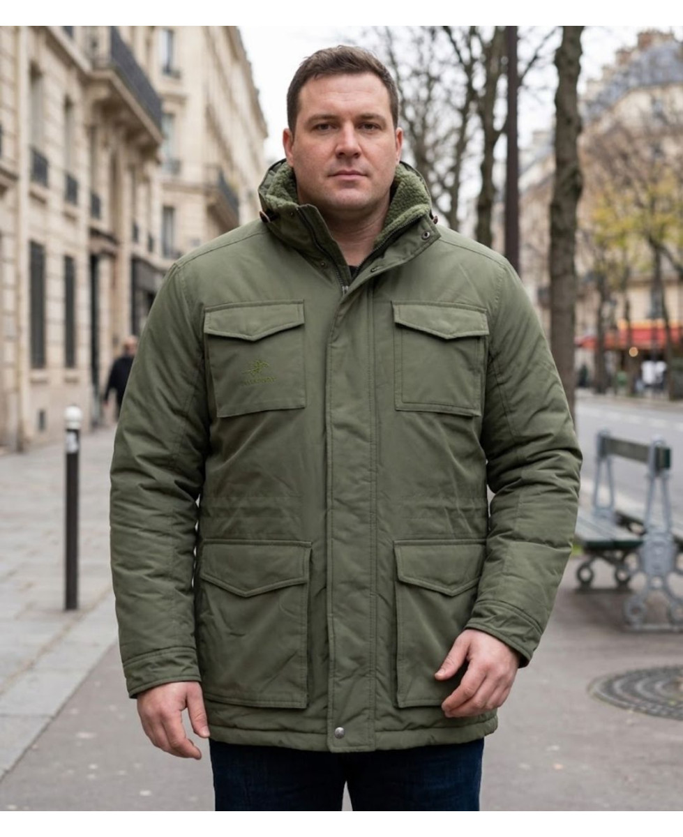 CHALLENGER PAR2001A — Parka homme kaki chaude et isolante