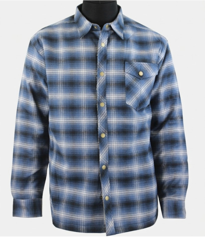 CHALLENGER BRUNO6 — Surchemise flanelle bleu chaude