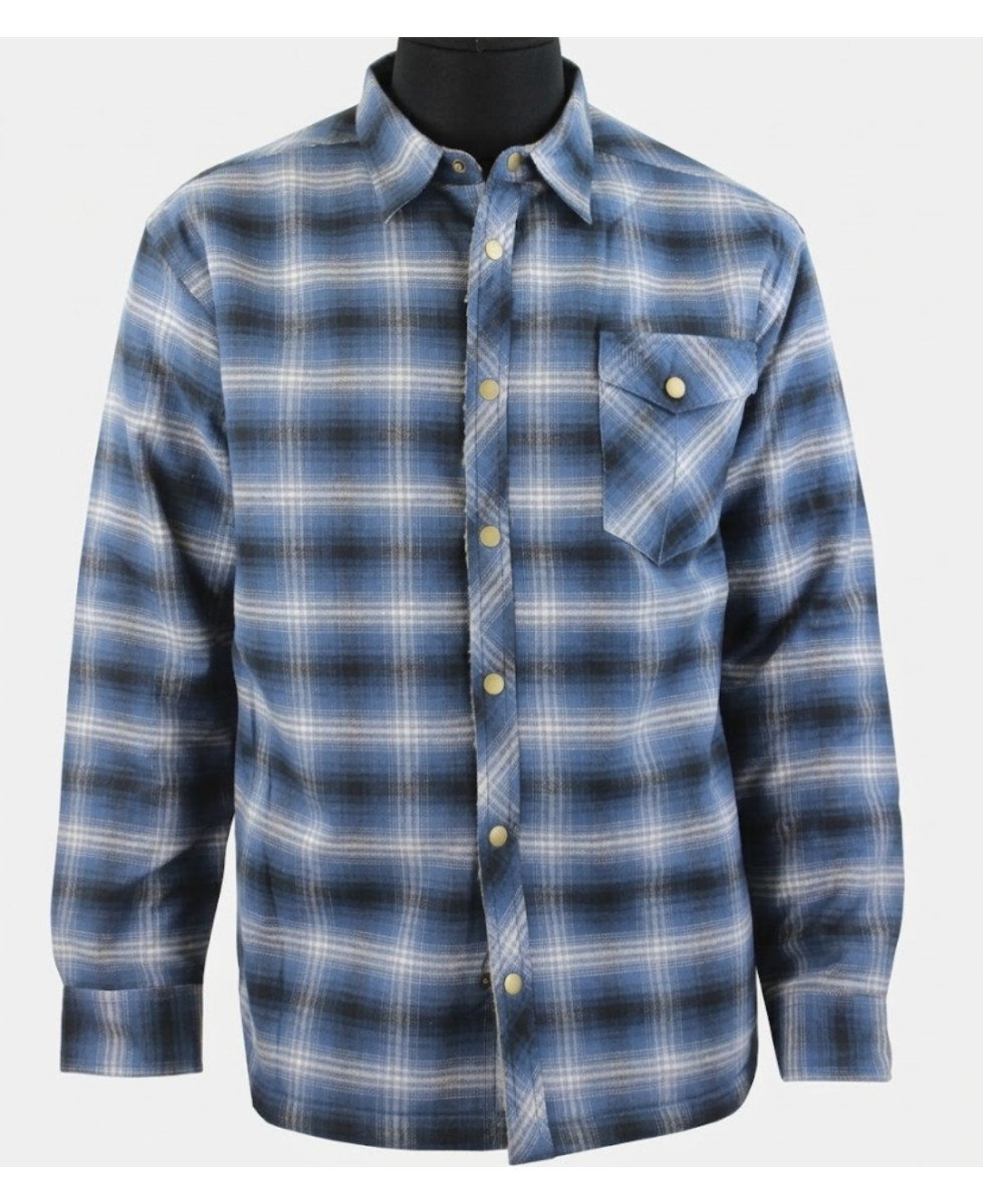 CHALLENGER BRUNO6 — Surchemise flanelle bleu chaude