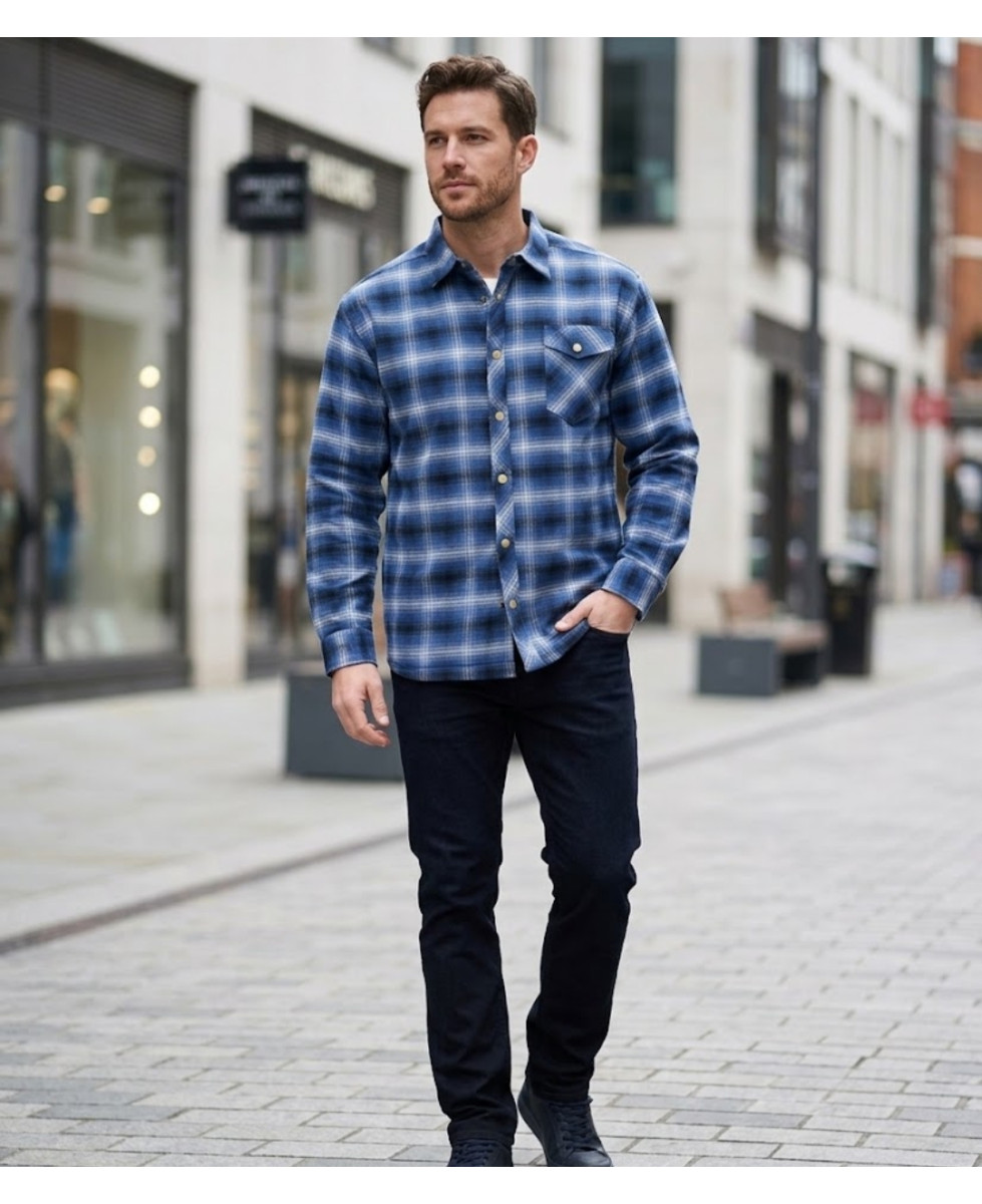 CHALLENGER BRUNO6 — Surchemise flanelle bleu chaude