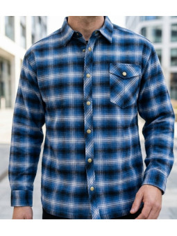 CHALLENGER BRUNO6 surchemise flanelle bleu doublure moutonnée
