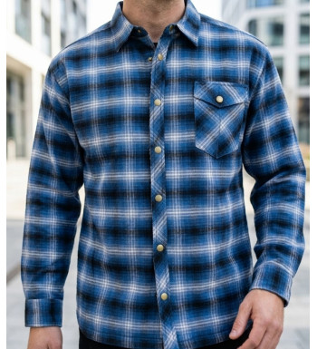 CHALLENGER BRUNO6 surchemise flanelle bleu doublure moutonnée
