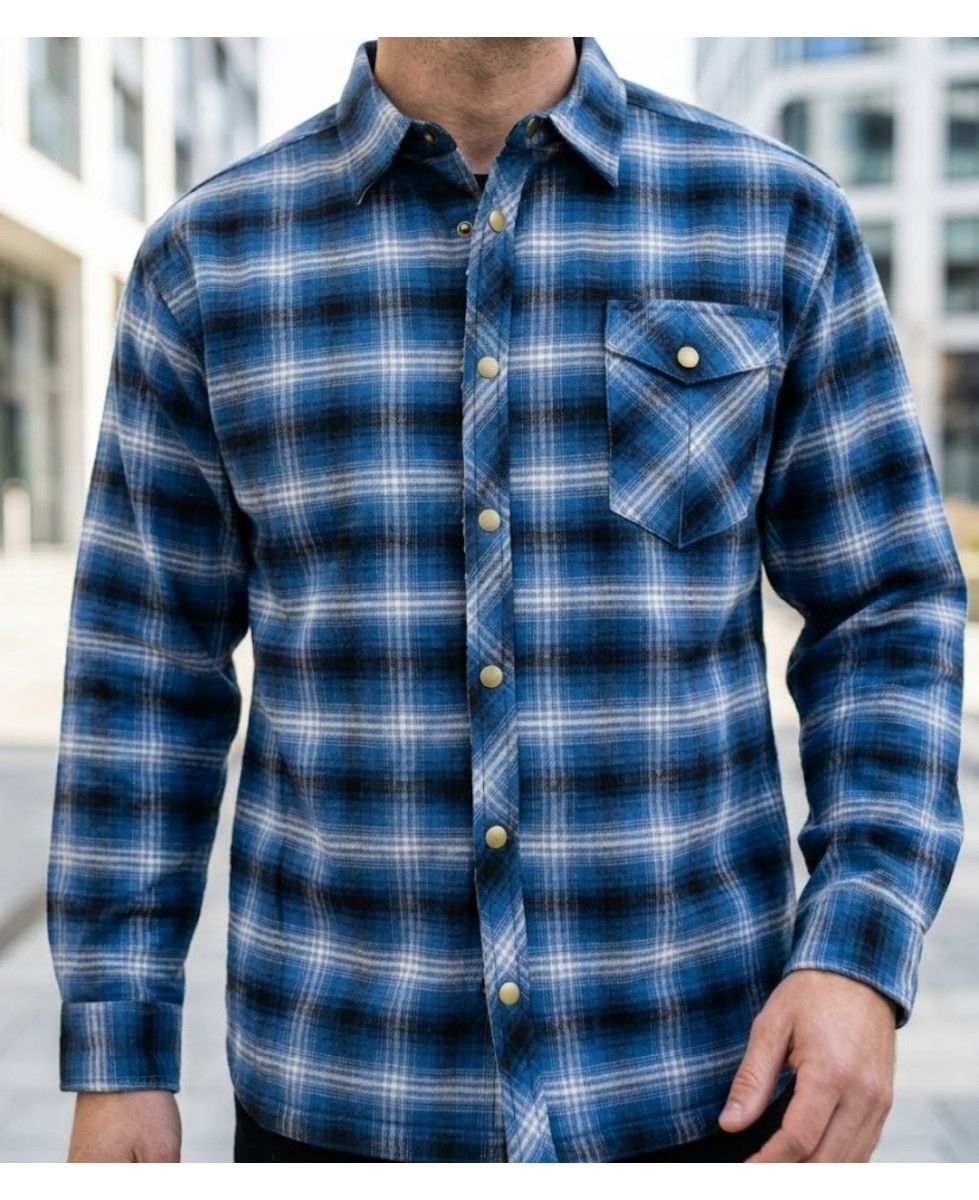 CHALLENGER BRUNO6 surchemise flanelle bleu doublure moutonnée
