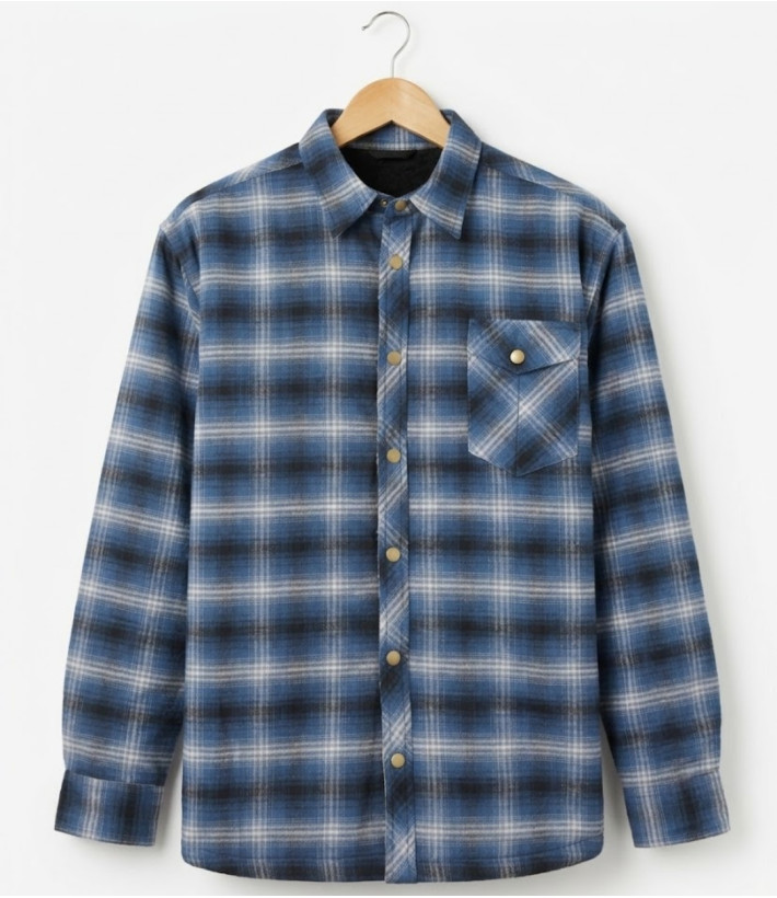 CHALLENGER BRUNO6 — Surchemise flanelle bleu chaude