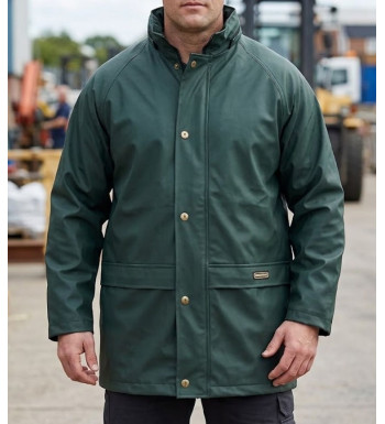 Coupe-vent imperméable homme vert PLUIE E0134 doublé polaire avec poches à rabat