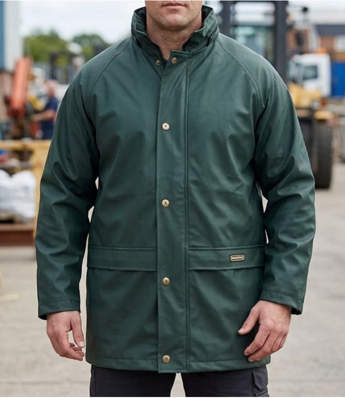 Coupe-vent imperméable homme vert PLUIE E0134 doublé polaire avec poches à rabat