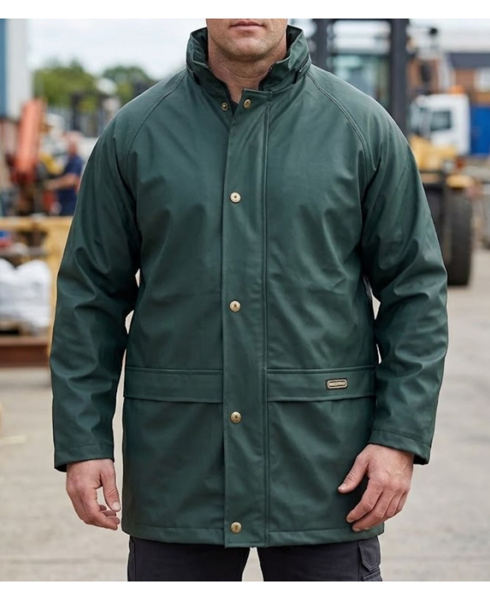 Coupe-vent imperméable homme vert PLUIE E0134 doublé polaire avec poches à rabat
