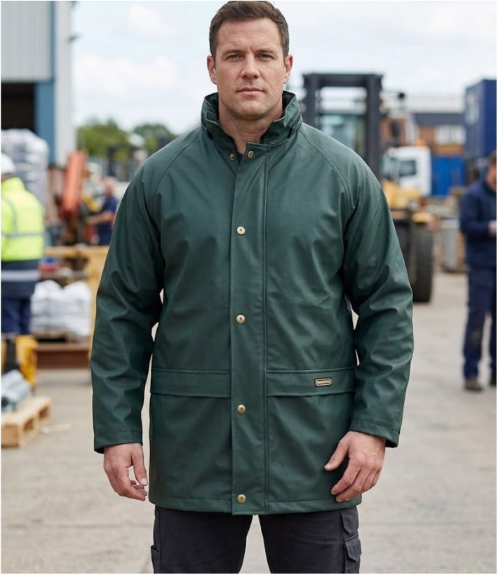 PLUIE E0134 — Coupe-vent homme vert imperméable polaire